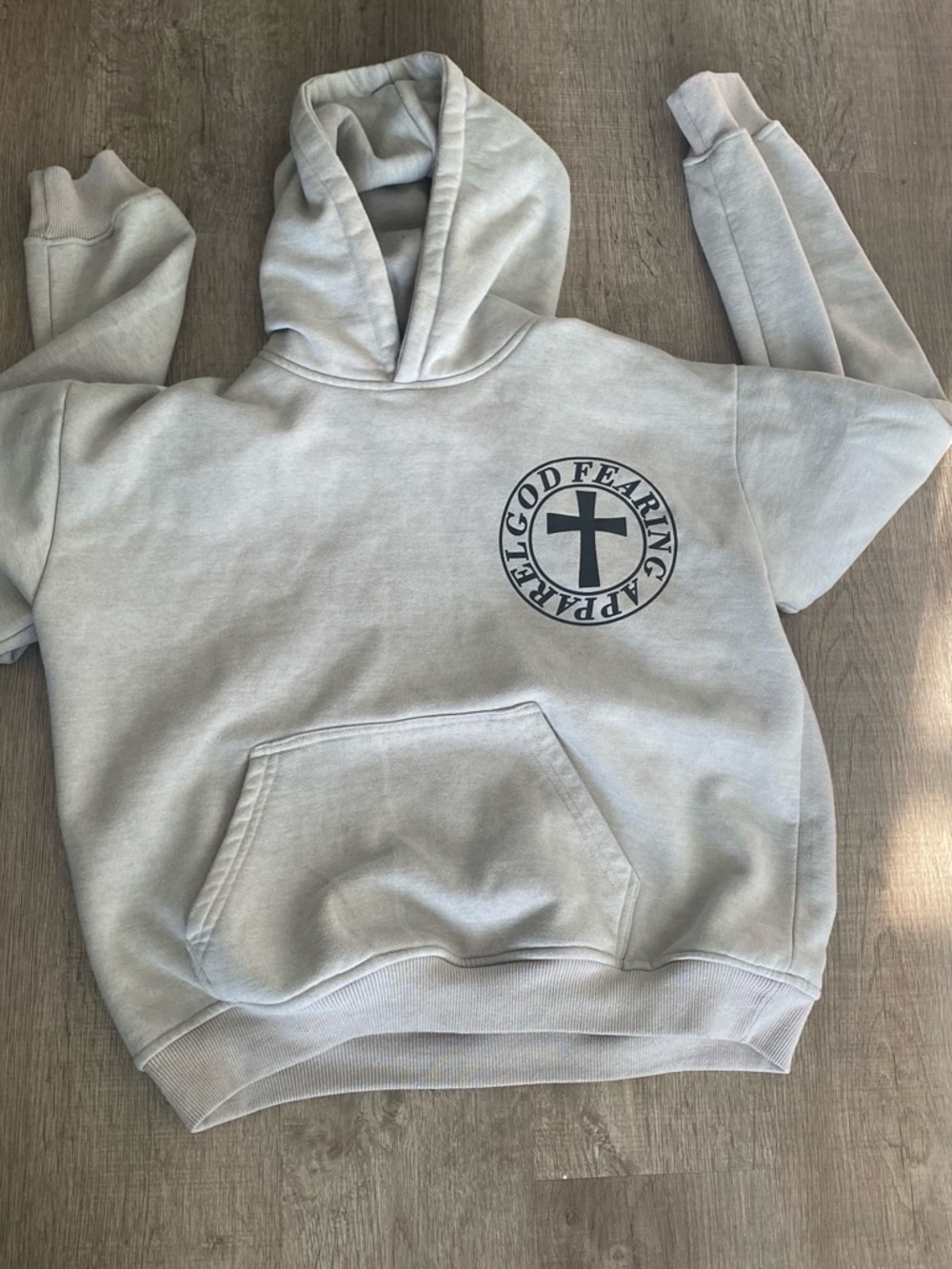 Light Gray Hoodie , lightly worn , unisex size M